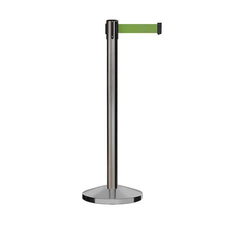 Montour Line Stanchion Belt Barrier Sat.Steel Post 9ft. Green Belt ES400-SS-GN-ML-90